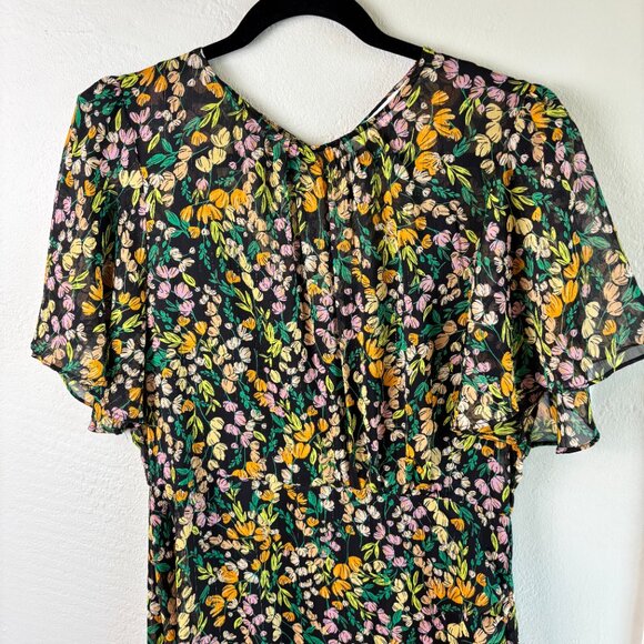 ASTR The Label Marlow Dress Chiffon Flutter Sleeve Ruched Floral Maxi Size XL - Picture 4 of 10